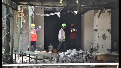 On February 28, the Noida authority informed the Supreme Court that the demolition of the twin towers has begun and will be over by May 22. (Sunil Ghosh /HT) On February 28, the Noida authority informed the Supreme Court that the demolition of the twin towers has begun and will be over by May 22. (Sunil Ghosh /HT)
