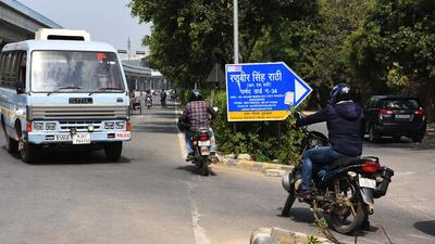 The accident spot in Gurugram where two motorcycles and a car collided with each other, leading to the death of the four people. (Vipin Kumar/HT photo) The accident spot in Gurugram where two motorcycles and a car collided with each other, leading to the death of the four people. (Vipin Kumar/HT photo)