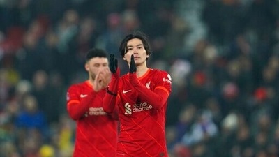 Takumi Minamino celebrates after winning the English FA Cup match between Liverpool and Norwich City (AP) Takumi Minamino celebrates after winning the English FA Cup match between Liverpool and Norwich City (AP)