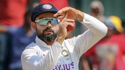 Virat Kohli as captain of the Indian team during a Test against New Zealand in December 2021. (PTI) Virat Kohli as captain of the Indian team during a Test against New Zealand in December 2021. (PTI)