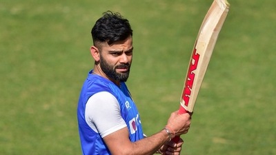 Indian cricket team player Virat Kohli during a practice session ahead of the 1st cricket test match between India and Sri Lanka at IS Bindra PCA Stadium, in Mohali. (PTI) Indian cricket team player Virat Kohli during a practice session ahead of the 1st cricket test match between India and Sri Lanka at IS Bindra PCA Stadium, in Mohali. (PTI)