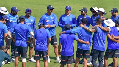 India's head coach Rahul Dravid speaks to the team members during a practice session ahead of the 1st Test between India and Sri Lanka at IS Bindra PCA Stadium, in Mohali. (PTI) India's head coach Rahul Dravid speaks to the team members during a practice session ahead of the 1st Test between India and Sri Lanka at IS Bindra PCA Stadium, in Mohali. (PTI)