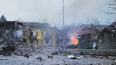 Buildings damaged in Borodyanka, near Kyiv, Ukraine, after Russian forces shelled the area. (Reuters)