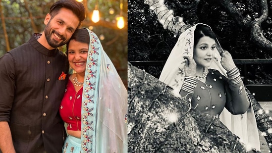 Shahid Kapoor with Sanah Kapur at her wedding.&nbsp;