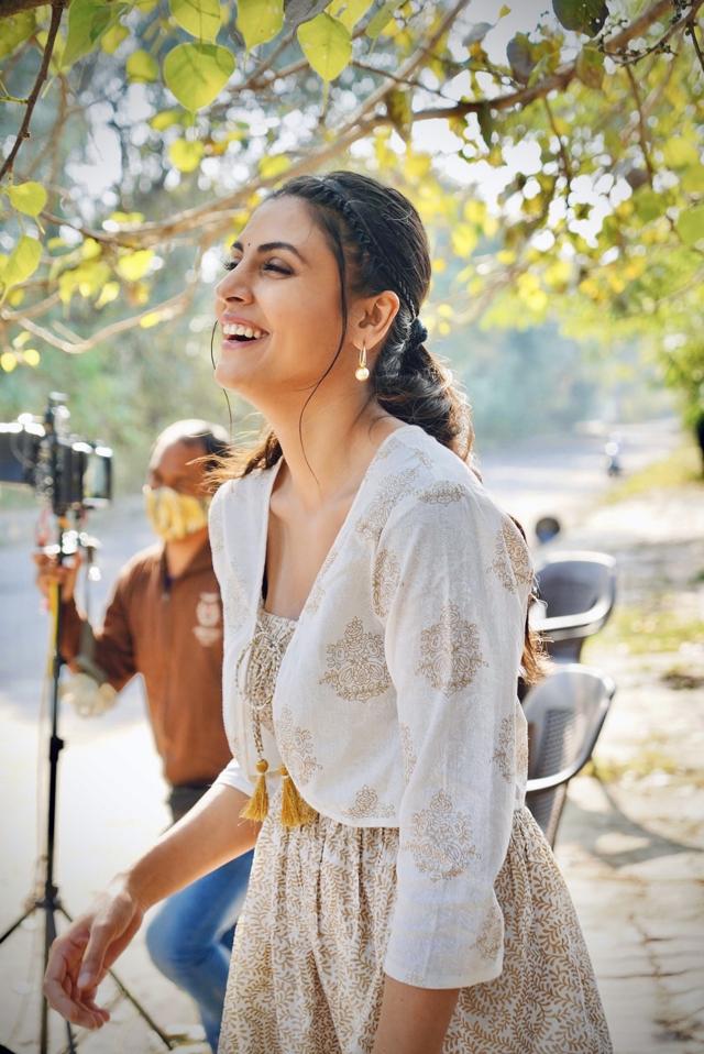 Malti Chahar during the shoot of her film.