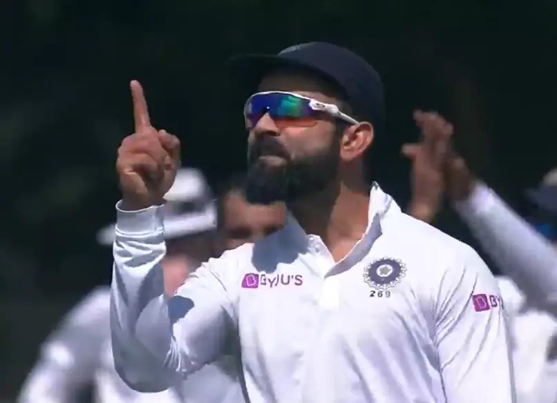 Virat Kohli reacts after Mohammed Shami dismissed Tom Latham during the second Test (Screengrab) Virat Kohli reacts after Mohammed Shami dismissed Tom Latham during the second Test (Screengrab)