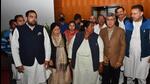 Chandigarh, India - March 4, 2022: Leaders of Opposition along with senior leaders walkout from Budget Session of Haryana Vidhan Sabha, in Chandigarh, on March 4, 2022. (Photo by Keshav Singh/Hindustan Times) Chandigarh, India - March 4, 2022: Leaders of Opposition along with senior leaders walkout from Budget Session of Haryana Vidhan Sabha, in Chandigarh, on March 4, 2022. (Photo by Keshav Singh/Hindustan Times)