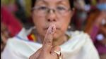 An elderly woman after casting her vote in the first phase of Manipur elections on February 28. (AP Photo) An elderly woman after casting her vote in the first phase of Manipur elections on February 28. (AP Photo)