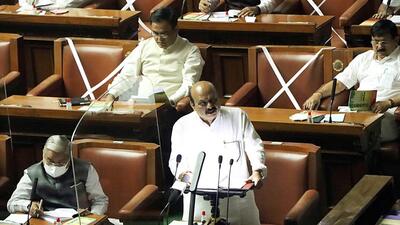 Karnataka chief minister Basavaraj Bommai presents the state budget on Friday. (Agencies) Karnataka chief minister Basavaraj Bommai presents the state budget on Friday. (Agencies)