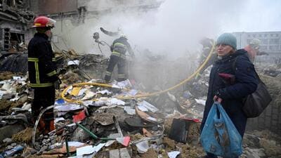 The debris of a school building destroyed by shelling, as Russia's invasion of Ukraine continues, in Zhytomyr, Ukraine. (REUTERS) The debris of a school building destroyed by shelling, as Russia's invasion of Ukraine continues, in Zhytomyr, Ukraine. (REUTERS)