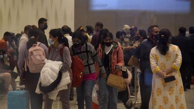 Stranded Indian students evacuated from crisis-hit Ukraine, arrive at the international airport, in Mumbai, India, on Thursday. (Photo by Vijay Bate/HT Photo) Stranded Indian students evacuated from crisis-hit Ukraine, arrive at the international airport, in Mumbai, India, on Thursday. (Photo by Vijay Bate/HT Photo)
