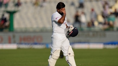 Pant looked visibly dejected as he walked away after being dismissed for a fifth time in the 90s. (AP) Pant looked visibly dejected as he walked away after being dismissed for a fifth time in the 90s. (AP)