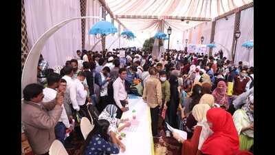 Over 5K youth participated with the youth coming from as far as Prayagraj, Kanpur, Barabanki, Hardoi and many other cities. (HT Photo) Over 5K youth participated with the youth coming from as far as Prayagraj, Kanpur, Barabanki, Hardoi and many other cities. (HT Photo)