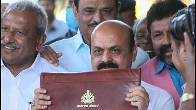 Chief minister Basavaraj Bommai before presenting the budget in Bengaluru, on Friday. (PTI)
