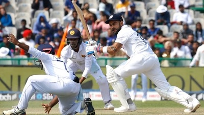 Virat Kohli in action in his 100th Test.&nbsp; (BCCI)