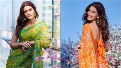 Kriti Sanon makes us fall in love with backless chiffon sarees this summer (Instagram/sukritigrover) Kriti Sanon makes us fall in love with backless chiffon sarees this summer (Instagram/sukritigrover)