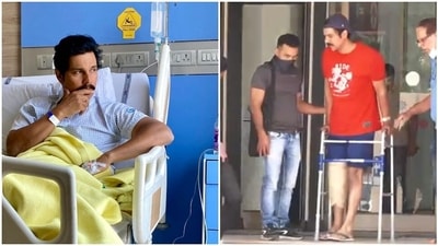 Randeep Hooda at Mumbai hospital. Randeep Hooda at Mumbai hospital.