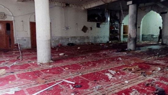 A general view of the prayer hall after a bomb blast inside a mosque during Friday prayers in Peshawar, Pakistan,&nbsp;(REUTERS)