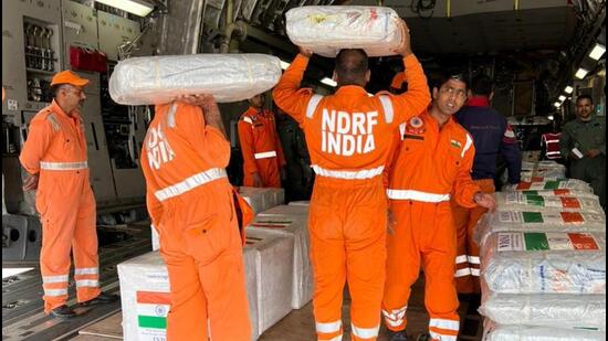 India sent three tranches of humanitarian assistance to Ukraine on Friday. A total of 23 tonnes of medicines, medical equipment and relief materials are being delivered via Romania, Slovakia and Poland on the C-17 aircraft. (SOURCED.)