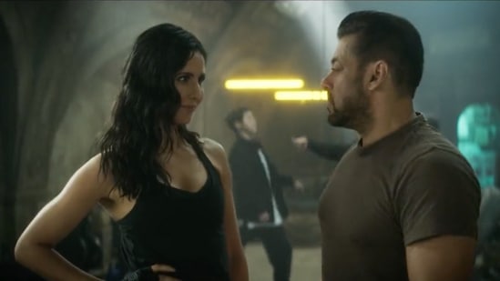 Tiger 3: Katrina Kaif and Salman Khan in the teaser.