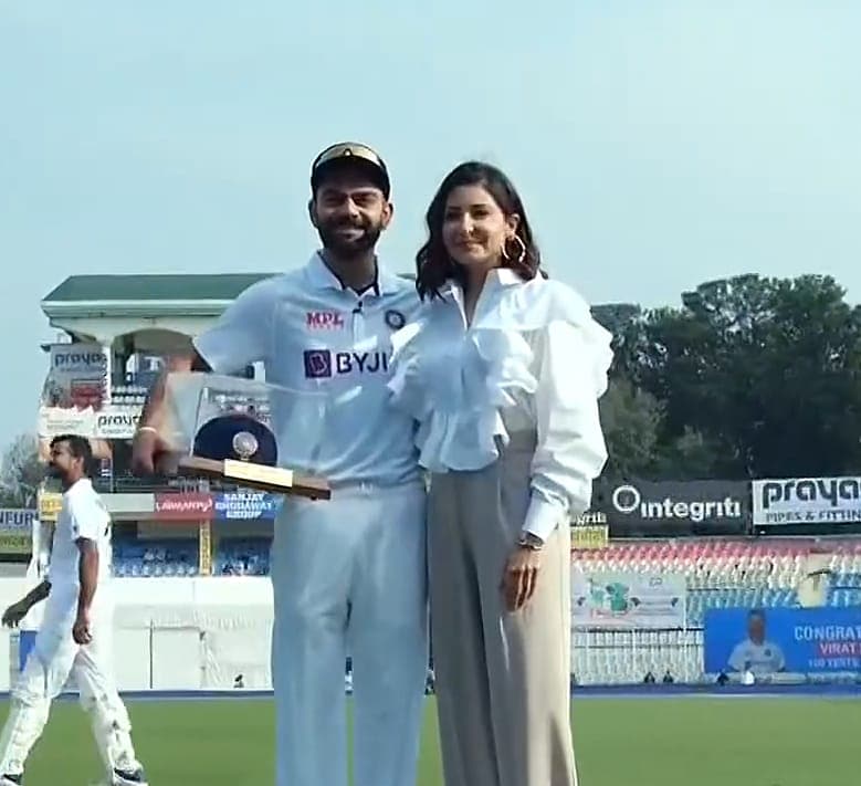 Virat Kohli and Anushka Sharma in Mohali.&nbsp;