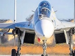A J-16 fighter jet at a training base for People’s Liberation Army (PLA) naval aviation force in China’s Zhejiang Province. (AP/File)