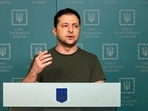 Ukrainian President Volodymyr Zelenskyy speaks to the nation in Kyiv, Ukraine. Ukrainian President Volodymyr Zelenskyy speaks to the nation in Kyiv, Ukraine.