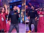 Raveena Tandon, Farah Khan, and Kapil Sharma dance on Tip Tip Barsa Paani. Raveena Tandon, Farah Khan, and Kapil Sharma dance on Tip Tip Barsa Paani.