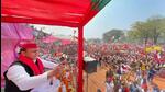 Samajwadi Party chief Akhilesh Yadav addresses rally for UP polls in Azamgarh on Saturday. (PTI PHOTO)