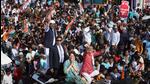 Congress leader Priyanka Gandhi Vadra taking out a roadshow for the UP polls in Jaunpur on Saturday. (PTI PHOTO)