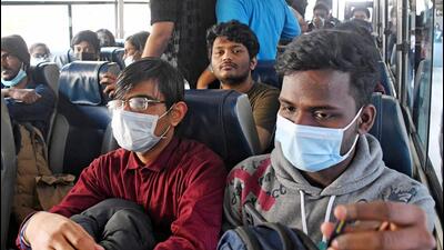 Efforts launched on Friday resulted in almost all stranded Indians leaving the eastern city of Kharkiv and the nearby village of Pisochyn in buses and other vehicles. (ANI PHOTO.)