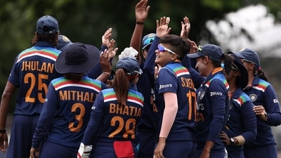 India women's team in action. India women's team in action.