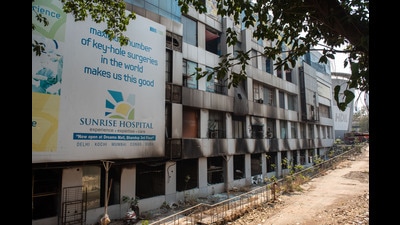 Last year on March 26, a major fire erupted in the Sunrise Hospital on the fourth floor of Dreams Mall, killing 11 people. (Pratik Chorge/HT PHOTO) Last year on March 26, a major fire erupted in the Sunrise Hospital on the fourth floor of Dreams Mall, killing 11 people. (Pratik Chorge/HT PHOTO)