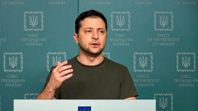 Ukrainian President Volodymyr Zelenskyy speaks to the nation in Kyiv, Ukraine. (AP) Ukrainian President Volodymyr Zelenskyy speaks to the nation in Kyiv, Ukraine. (AP)