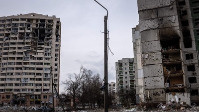  This screen grab obtained from a handout video released by the Russian Defence Ministry on March 4, 2022, shows a destroyed Ukrainian army tank in the settlement of Gnutovo outside Mariupol. (AFP) This screen grab obtained from a handout video released by the Russian Defence Ministry on March 4, 2022, shows a destroyed Ukrainian army tank in the settlement of Gnutovo outside Mariupol. (AFP)