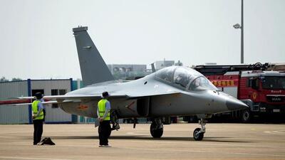 A JL-10 advance trainer jet of People’s Liberation Army (PLA) Air Force at the China International Aviation and Aerospace Exhibition, in Zhuhai, Guangdong province on September 28, 2021. (REUTERS/FILE)
