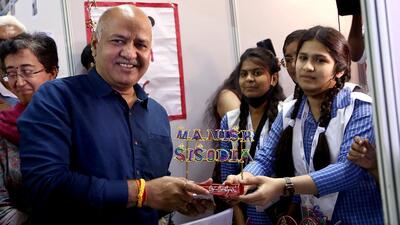 Delhi deputy chief minister Manish Sisodia at the Business Blasters Investment Summit and Expo, at Thyagaraj Stadium, on Saturday. (ANI)