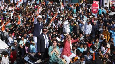 Congress leader Priyanka Gandhi Vadra taking out a roadshow for the UP polls in Jaunpur on Saturday. (PTI PHOTO) Congress leader Priyanka Gandhi Vadra taking out a roadshow for the UP polls in Jaunpur on Saturday. (PTI PHOTO)