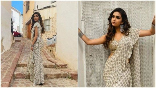 Keerthy Suresh is currently awaiting the release of her upcoming Telugu film Sarkaru Vaari Paata. The actor has started the promotions of the film in full swing. A day back, Keerthy shared a slew of pictures from her promotion diaries on her Instagram profile and it is giving us major fashion cues on how to ace the six yards of grace with poise and grace.(Instagram/@keerthysureshofficial)