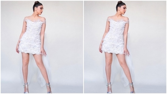 On Saturday, Sharvari posted several photos of herself in a white mini dress, serving her fans with a Tinker Bell-inspired moment. She wore the ensemble for attending an event, where she received an award for her role in Bunty Aur Babli 2. It is from the shelves of the clothing label, Atsu's Couture Fall Winter 21-22 collection. She captioned the post, "Tinker bell feels, last night."(Instagram/@sharvari)