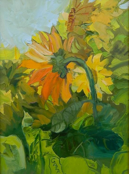 Painting of sunflowers by Ukranian artist Galina Kazakova has been adopted as a Twitter profile photo.