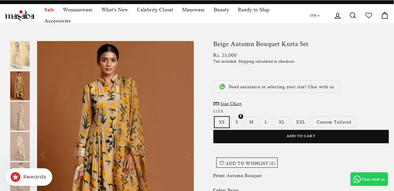 The Beige Autumn Bouquet Kurta Set. (houseofmasaba,com)