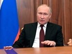 Russian President Vladimir Putin addresses the nation in the Kremlin in Moscow.(AP) Russian President Vladimir Putin addresses the nation in the Kremlin in Moscow.(AP)