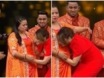Bharti Singh received a hug and also a kiss from Madhuri Dixit on her baby bump.