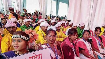 The karma dancers also performed in the National Tribal Dance Festival, an annual event, in New Delhi a few years ago. (HT Photo)