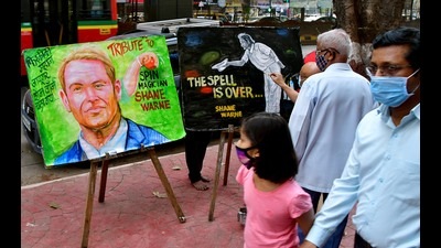 Warne’s 708 wickets—only Sri Lankan spin great Muttiah Muralitharan with 800 has more—in 145 Tests places him on the highest rung of cricket. To the player with a blond mop of hair and a laidback beachgoer image that was embellished by his colourful life outside the game, goes the credit of reviving the difficult art of bowling leg spin. (HT PHOTO) Warne’s 708 wickets—only Sri Lankan spin great Muttiah Muralitharan with 800 has more—in 145 Tests places him on the highest rung of cricket. To the player with a blond mop of hair and a laidback beachgoer image that was embellished by his colourful life outside the game, goes the credit of reviving the difficult art of bowling leg spin. (HT PHOTO)