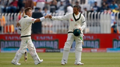 Warner and Khawaja put up an opening partnership of 156 runs. (AP) Warner and Khawaja put up an opening partnership of 156 runs. (AP)