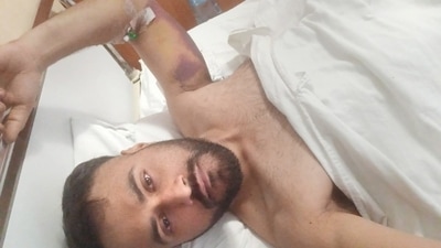 Indian student Harjot Singh who was shot multiple times while trying to escape from Ukraine capital Kyiv. (PTI) Indian student Harjot Singh who was shot multiple times while trying to escape from Ukraine capital Kyiv. (PTI)