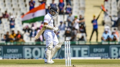 Karunaratne walks towards the pavilion after being dismissed on Day 3 (PTI )