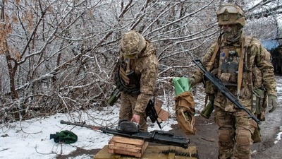 President Volodymyr Zelenskyy claimed Saturday that Ukraine's forces had repulsed the assault and vowed to keep fighting. (AP Photo/Andrew Marienko ) (AP) President Volodymyr Zelenskyy claimed Saturday that Ukraine's forces had repulsed the assault and vowed to keep fighting. (AP Photo/Andrew Marienko ) (AP)